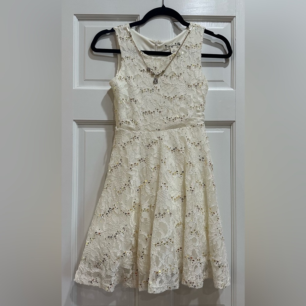 Knitworks Girls Cream Dress Size 10